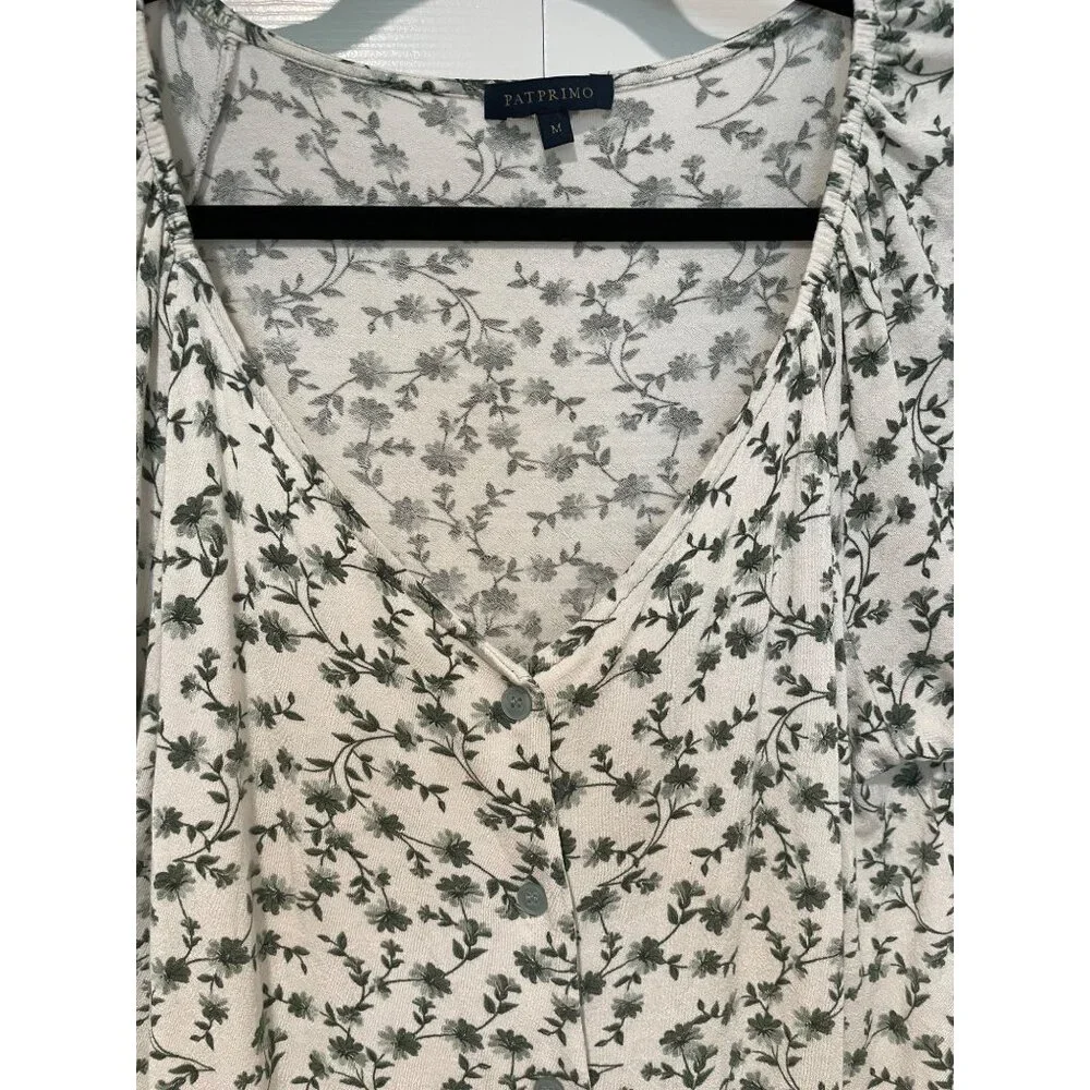 Patprimo Womens Floral Button Up Top Size M Cottagecore Forest Fairy Dainty Soft - Picture 2 of 13